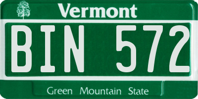 VT license plate BIN572