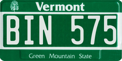 VT license plate BIN575