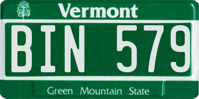 VT license plate BIN579