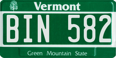 VT license plate BIN582