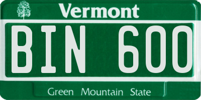 VT license plate BIN600