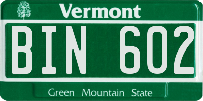 VT license plate BIN602