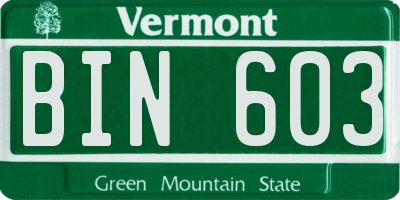 VT license plate BIN603
