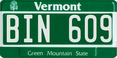 VT license plate BIN609
