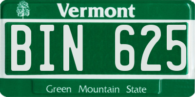 VT license plate BIN625