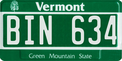 VT license plate BIN634