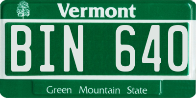 VT license plate BIN640