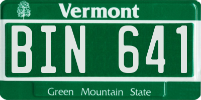 VT license plate BIN641