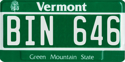 VT license plate BIN646
