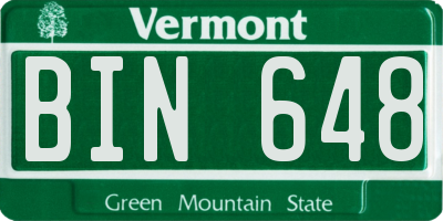 VT license plate BIN648