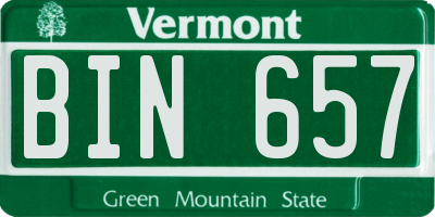 VT license plate BIN657