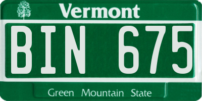 VT license plate BIN675