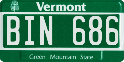 VT license plate BIN686