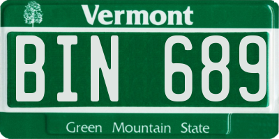 VT license plate BIN689