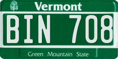 VT license plate BIN708