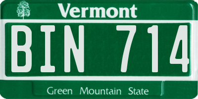 VT license plate BIN714