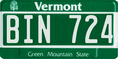 VT license plate BIN724