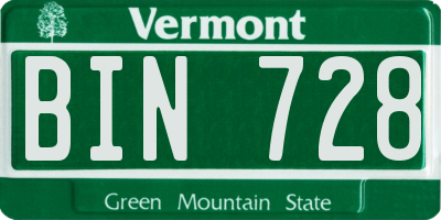 VT license plate BIN728