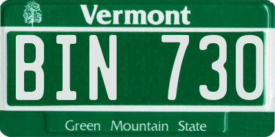 VT license plate BIN730