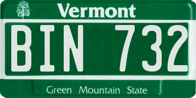 VT license plate BIN732