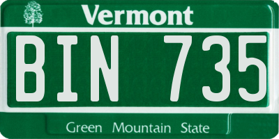 VT license plate BIN735