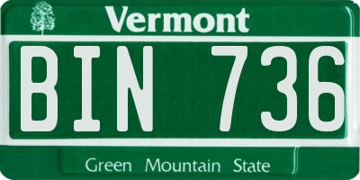 VT license plate BIN736