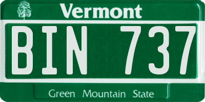 VT license plate BIN737