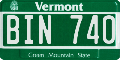 VT license plate BIN740