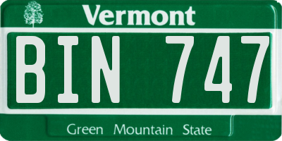 VT license plate BIN747