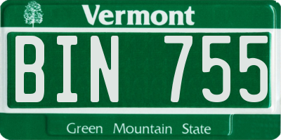 VT license plate BIN755