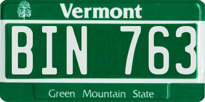 VT license plate BIN763