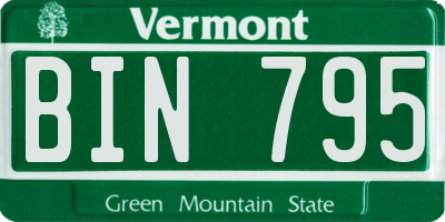 VT license plate BIN795