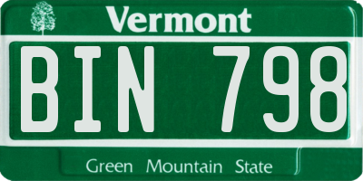 VT license plate BIN798