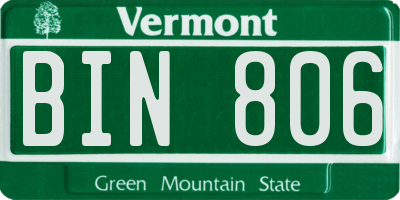 VT license plate BIN806