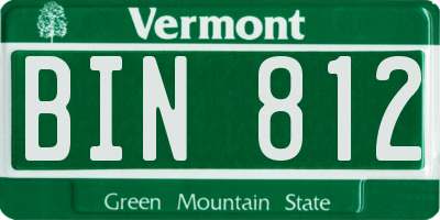 VT license plate BIN812