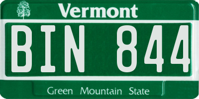 VT license plate BIN844