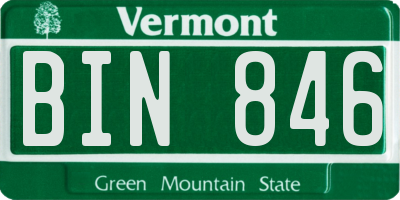 VT license plate BIN846