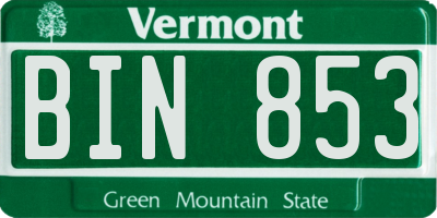 VT license plate BIN853