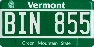 VT license plate BIN855