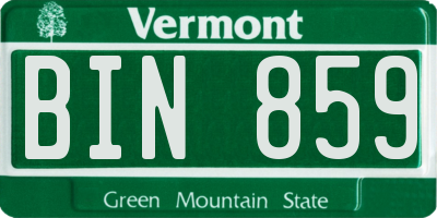 VT license plate BIN859