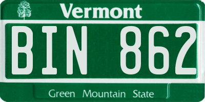 VT license plate BIN862