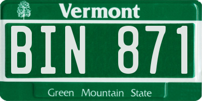 VT license plate BIN871