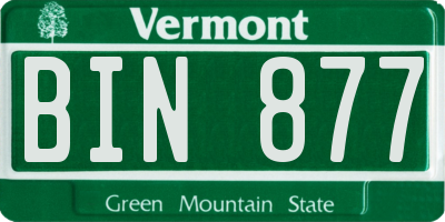 VT license plate BIN877