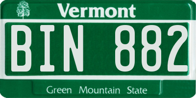 VT license plate BIN882