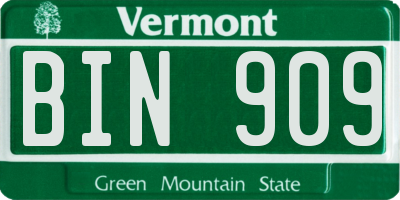 VT license plate BIN909