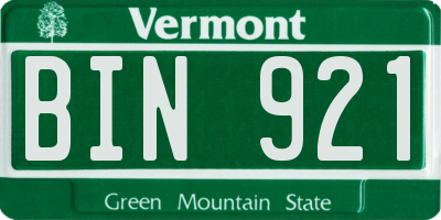 VT license plate BIN921