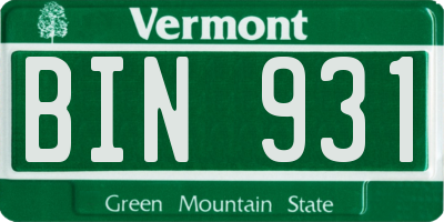 VT license plate BIN931