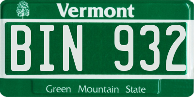 VT license plate BIN932