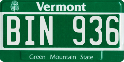 VT license plate BIN936