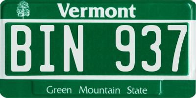 VT license plate BIN937